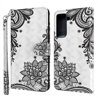 Light Spot Decor Pattern Printing Wallet Stand Leather Phone Casing with Strap for Samsung Galaxy S21+ 5G