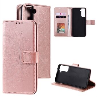 Imprinted Mandala Flower Protector Leather Case for Samsung Galaxy S21+ 5G Stand Flip Cover