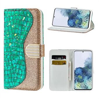 Personalized Crocodile Skin Glittery Powder Splicing for Samsung Galaxy S21+ Leather Wallet Case