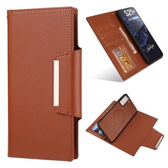 PU Leather Wallet Phone Shell Cover with Detachable Inner TPU Case for Samsung Galaxy S21+ 5G