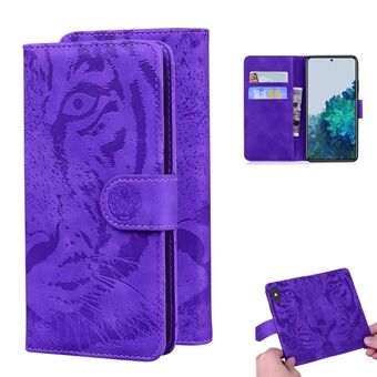 Tiger Face Imprinting Leather Dual Magnet Phone Case with Wallet and Stand for Samsung Galaxy S21+ 5G