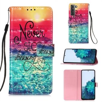 Pattern Printing Design Leather Wallet Phone Stand Case with Lanyard for Samsung Galaxy S21 Plus 5G