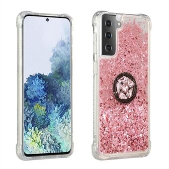 Glitter Powder Quicksand Design Rhinestone Kickstand TPU Phone Case for Samsung Galaxy S21 Plus 5G