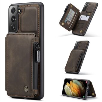 CASEME C20 Zipper Pocket Design PU Leather Coated TPU Phone Case for Samsung Galaxy S21 Plus 5G