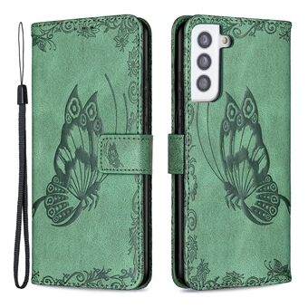 Imprint Butterfly Flower Leather Wallet Case for Samsung Galaxy S21 Plus 5G