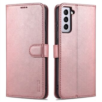 AZNS Leather Wallet Card Slots Stand Folio Flip Shock-resistant Case Phone Shell for Samsung Galaxy S21+ 5G