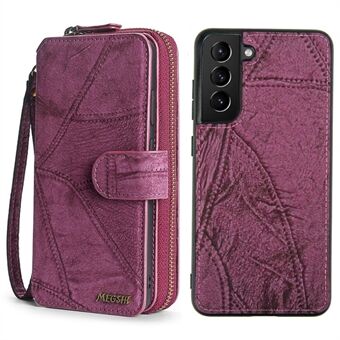 MEGSHI 004 Series Zipper Pocket Leather Case for Samsung Galaxy S21+ 5G, Vertical Flip Detachable Leather Coated PC + TPU Cover