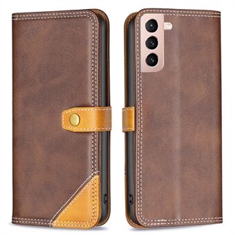 BINFEN COLOR BF Leather Series-8 for Samsung Galaxy S21+ 5G Shockproof Phone Case 12 Style Double Stitching Lines Splicing Leather Cover Stand Function Card Holder