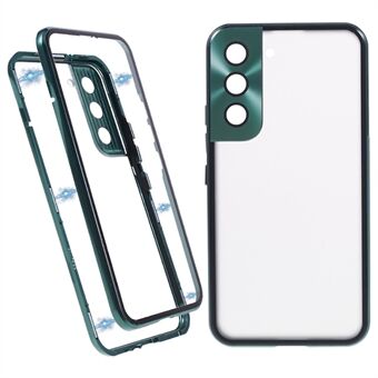 For Samsung Galaxy S21+ 5G Magnetic Adsorption Phone Case Double Sided Tempered Glass + Metal Frame Protective Cover with Lock Buckle