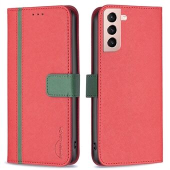 BINFEN COLOR For Samsung Galaxy S21+ 5G BF Leather Series-9 Style 13 Cross Texture Wallet Phone Case Splicing PU Leather Horizontal Stand Cover