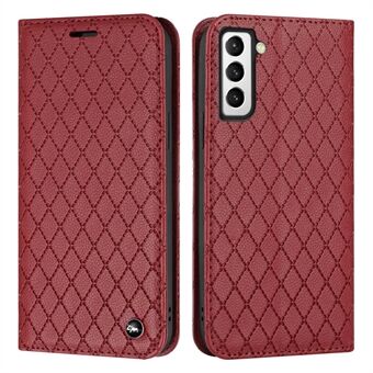 For Samsung Galaxy S21+ 5G / S30+ 5G Rhombus Embossing Litchi Texture PU Leather Drop-proof Cover RFID Blocking Phone Stand Wallet Case