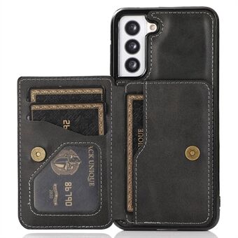 For Samsung Galaxy S21+ 5G PU Leather + TPU Mobile Phone Case Card Slots Kickstand Protective Cover Support Magnetic Car Holder