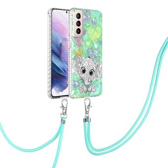 YB IMD Series-15 for Samsung Galaxy S21+ 5G Soft TPU Airbag Phone Case 2.0mm Dual Layer IMD IML Protective Cover with Lanyard - BK009