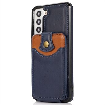 For Samsung Galaxy S21+ 5G Drop Resistant PU Leather Coated TPU Cover Kickstand Phone Case with Vertical Flip Card Pocket