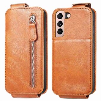 Zipper Wallet Vertical Flip Case for Samsung Galaxy S21+ 5G, PU Leather Full Protection Stand Phone Cover