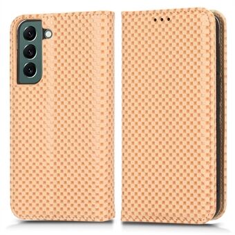 For Samsung Galaxy S21+ 5G Anti-fall PU Leather Phone Case Wear-resistant Grid Texture Protective Phone Flip Wallet Cover Stand