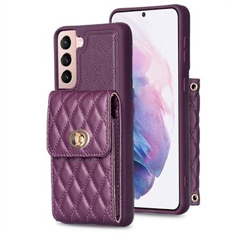 BF20 Card Holder Phone Cover for Samsung Galaxy S21+ 5G PU Leather Coated TPU Case with Strap