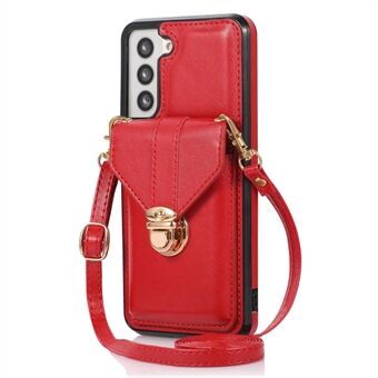 Anti-drop Case for Samsung Galaxy S21+ 5G Card Holder Kickstand PU Leather+TPU Phone Cover