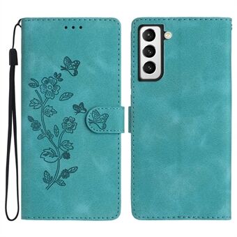 For Samsung Galaxy S21+ 5G PU Leather Wallet Case Stand Flower Imprint Smartphone Cover