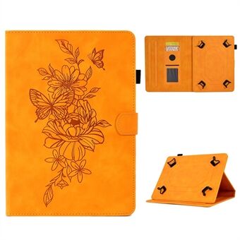 PU Leather Case for 7-inch Tablet, Butterfly Flower Pattern Imprinted Stitching Line Stand Tablet Cover with Card Slots