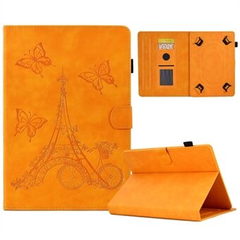 Microfiber Leather Case for Universal 7-inch Tablet, Tower Bike Butterfly Pattern Imprinted Shell Stand Smart Card Holder Protective Tablet Cover