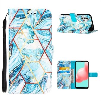 Wallet Stand TPU + PU Leather Splicing Marble Pattern Case with Lanyard for Samsung Galaxy A32 5G