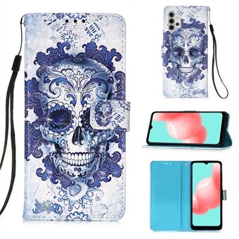 Pattern Printing Design Wallet Stand Leather Phone Case with Lanyard for Samsung Galaxy A32 5G