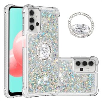 Glitter Sequins Quicksand Design TPU Phone Protective Shell with Ring Shape Kickstand for Samsung Galaxy A32 5G/M32 5G