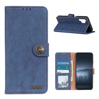 KHAZHEN Retro Split Leather Stitching Design Phone Cover Case Wallet Design for Samsung Galaxy A32 5G