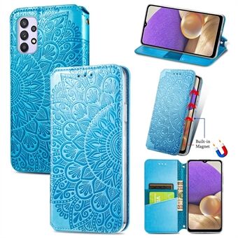 Imprinted Mandala Flower Pattern Auto-absorbed PU Leather Case Stand Wallet for Samsung Galaxy A32 5G/M32 5G