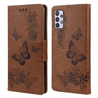 Imprinted Butterflies Flower Leather Wallet Stand Case Shell for Samsung Galaxy A32 5G/M32 5G