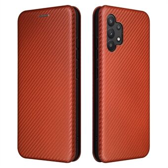 Auto-absorbed Stand Carbon Fiber Texture Leather Shell Cover for Samsung Galaxy A32 5G / 4G