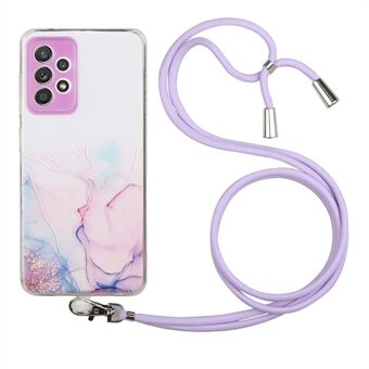 Adjustable Lanyard Design Marble Pattern Soft TPU Case for Samsung Galaxy A32 5G