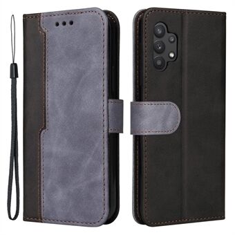 Dual-color Splicing Design Folio Flip Business Style Phone Stand Case for Samsung Galaxy A32 5G