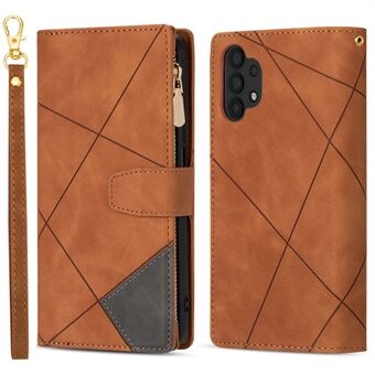 Stylish Splicing Design Leather Phone Case Wallet Stand Protective Cover for Samsung Galaxy A32 5G / M32 5G