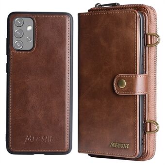 MEGSHI 020 Series PU Leather Wallet Case Magnetic Detachable Multifunctional Flip Anti-fall Cover with Shoulder Strap for Samsung Galaxy A32 5G