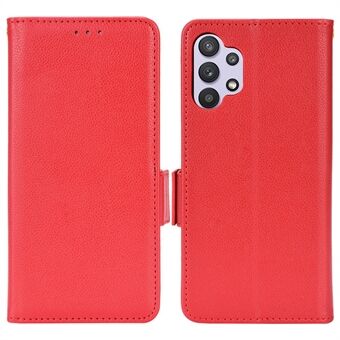 PU Leather Phone Cover Double Magnetic Clasp Litchi Texture Stand Wallet Case Protector for Samsung Galaxy A32 5G/M32 5G