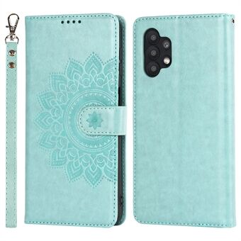 For Samsung Galaxy A32 5G R61 Texture Felled Seam Phone Case Wallet Design Dual-sided Magnetic Clasp Pattern Imprinted PU Leather Cover with Stand