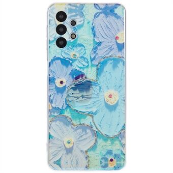 For Samsung Galaxy A32 5G Epoxy Rhinestone Decor Anti-fall Soft TPU Case IMD Flower Pattern Back Cover