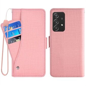 For Samsung Galaxy A32 5G / M32 5G Rotating Card Slot Phone Case Jean Cloth Texture PU Leather Wallet Stand Cover