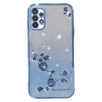 For Samsung Galaxy A32 5G / M32 5G TPU Cover Rhinestone Decor Flower Pattern  Gradient Glitter Powder Phone Case