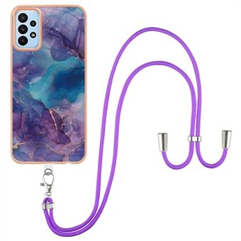 For Samsung Galaxy A32 5G / M32 5G IMD Phone Case YB IMD Series-18 Style E 2.0mm TPU Electroplating Marble Pattern Cover with Lanyard