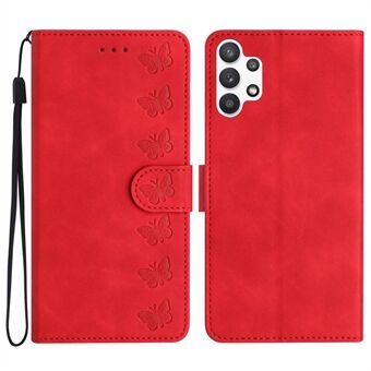 For Samsung Galaxy A32 5G / M32 5G Butterfly Imprinted Phone Case Leather Wallet Shockproof Shell with Stand