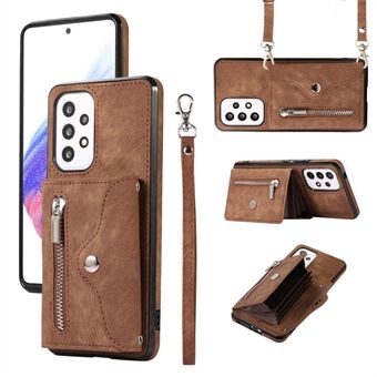 Phone Case for Samsung Galaxy A32 5G / M32 5G PU Leather+TPU Shell with RFID Blocking Card Bag and Kickstand