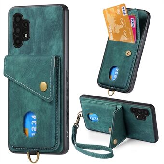 Phone Kickstand Case for Samsung Galaxy A32 5G / M32 5G Leather Coated PC+TPU Cover with Card Holder