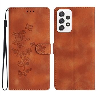 For Samsung Galaxy A32 5G / M32 5G Full Protection Leather Phone Case Flower Imprint Wallet Stand Cover