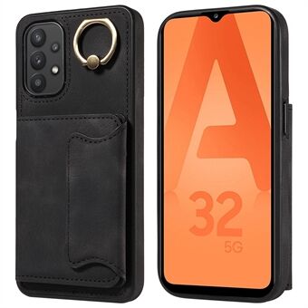 001 For Samsung Galaxy A32 5G / M32 5G PU Leather+TPU Card Holder Cover Ring Kickstand Smartphone Case