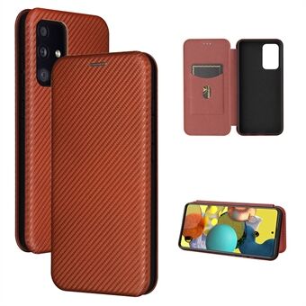 Card Holder Carbon Fiber Leather Auto-absorbed Cover Case for Samsung Galaxy A52 4G/5G / A52s 5G