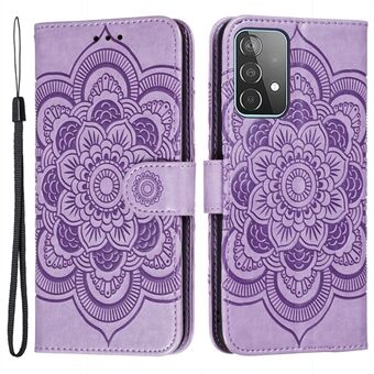 Imprint Mandala Flower Wallet Leather Cover for Samsung Galaxy A52 4G/5G / A52s 5G Protective Stand Shell