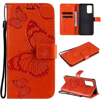 KT Imprinting Flower Series-2 Imprinted Butterflies Flower Leather Wallet Stand Case for Samsung Galaxy A52 4G/5G / A52s 5G